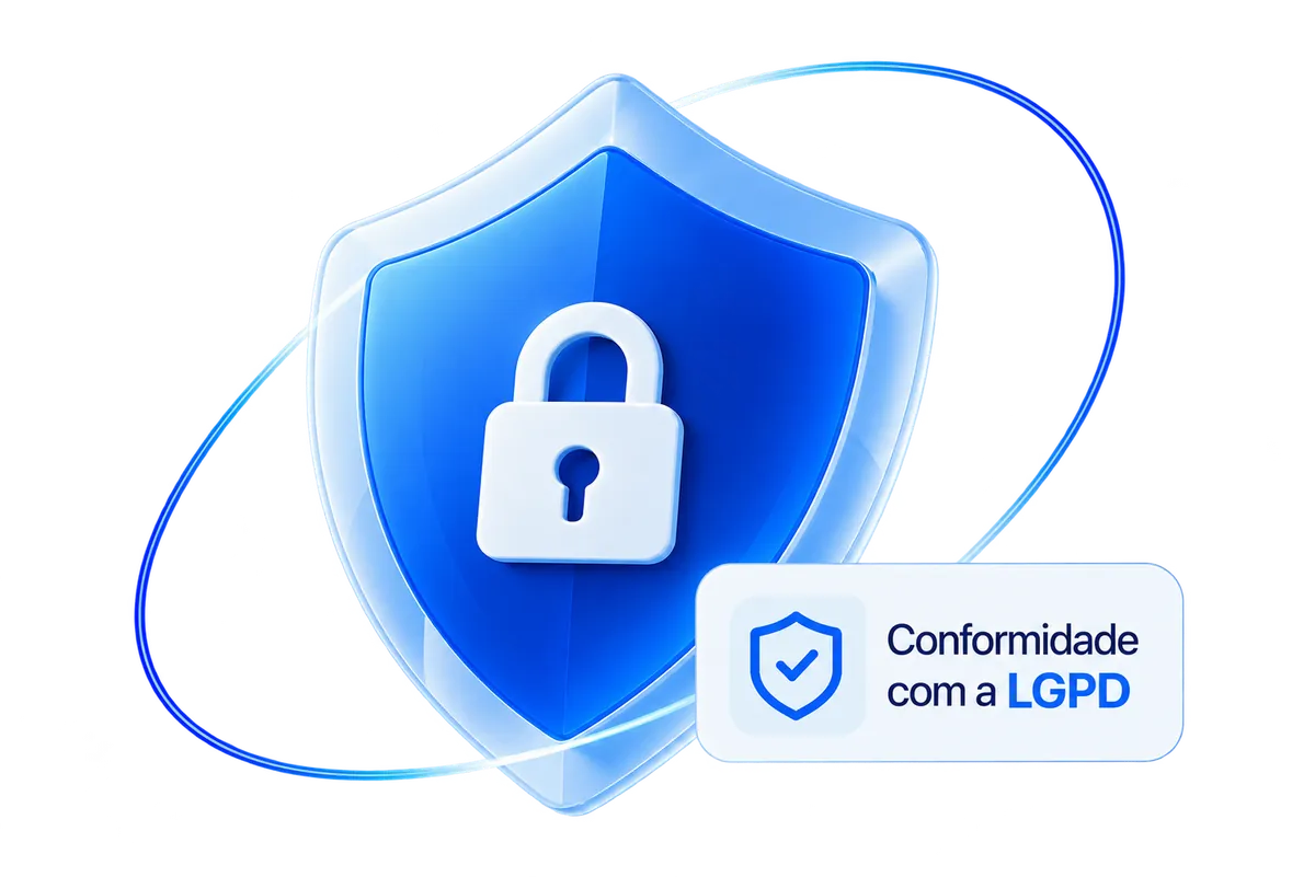 Escudo com cadeado indicando conformidade com a LGPD